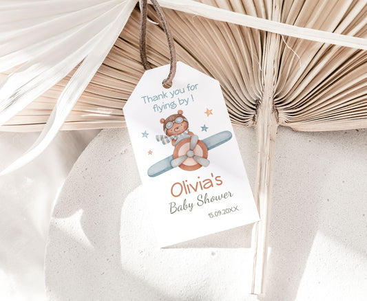 Aviator Thank You for flying byTags | Airplane Baby Shower Gift Tags - 76C