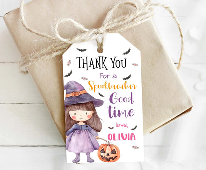 Pink witch favorTags | Halloween Thank you Tags - 115Q