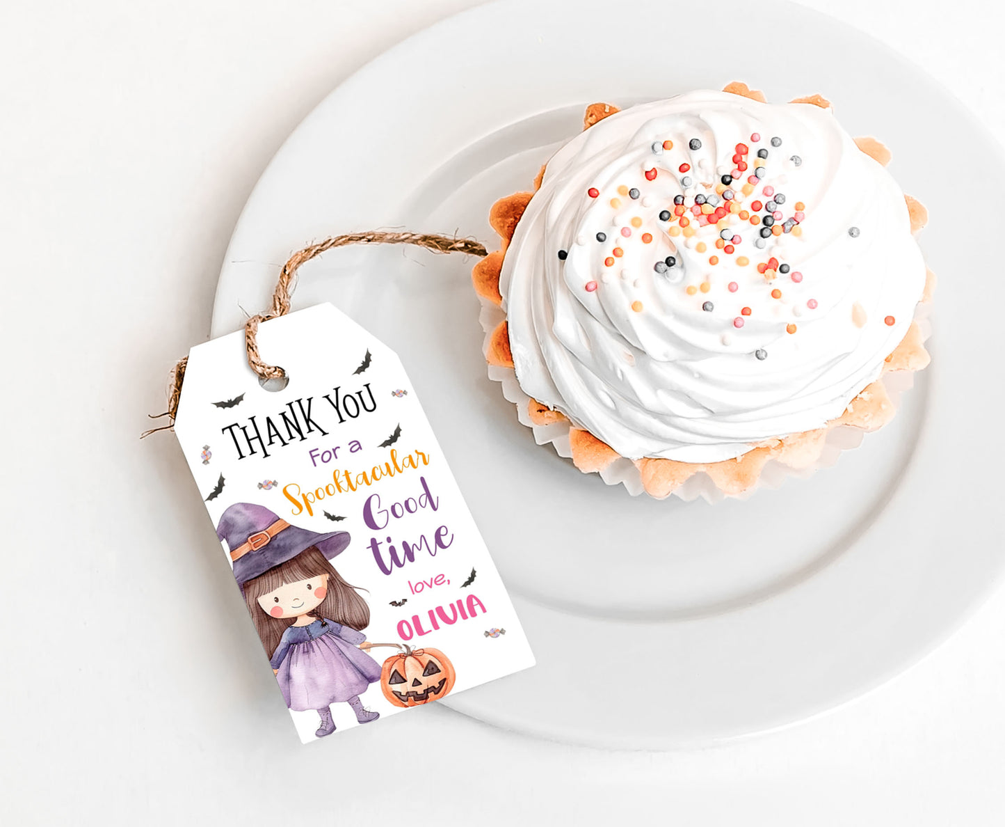 Pink witch favorTags | Halloween Thank you Tags - 115Q