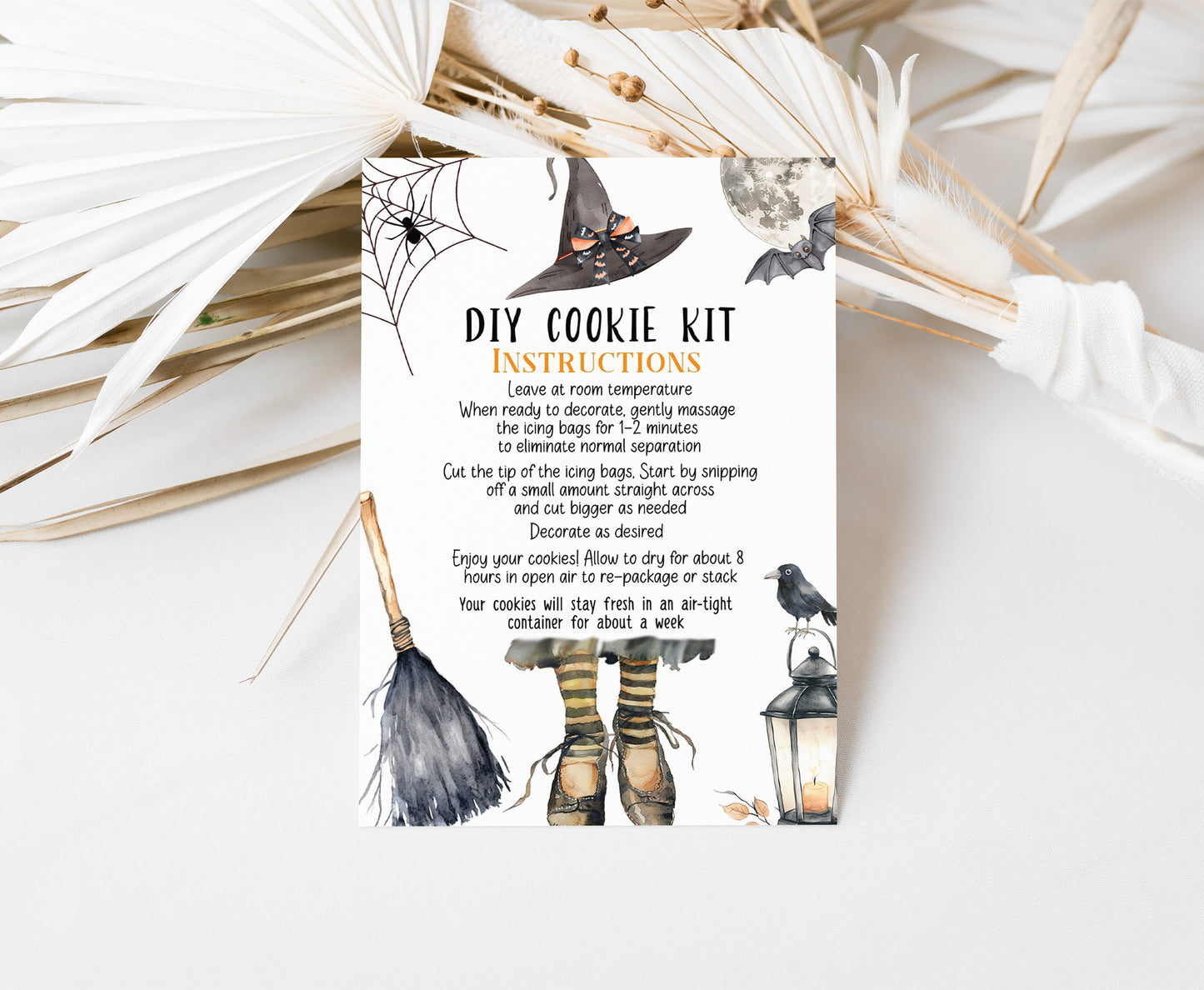 Editable Witch Cookie Kit Instructions Card | Halloween DIY Cookie KIT card- 115