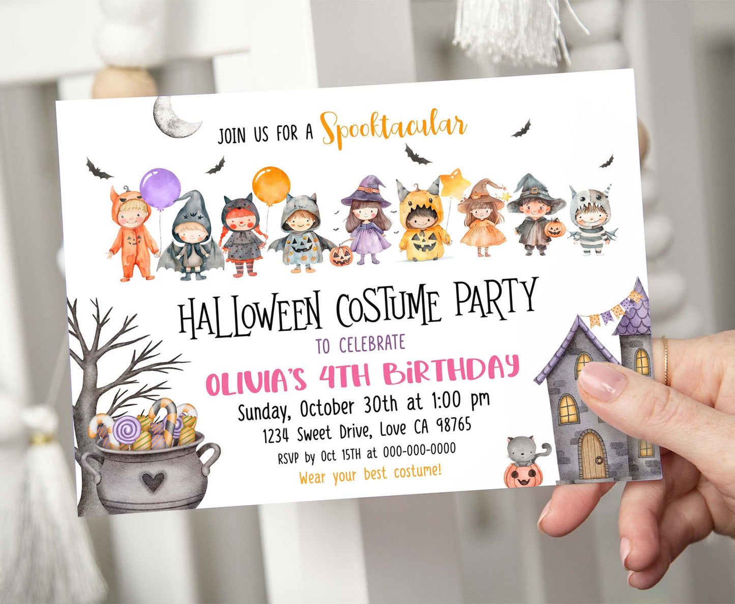 Editable Halloween Birthday Invitation | Halloween spooktacular Party Invite - 115Q