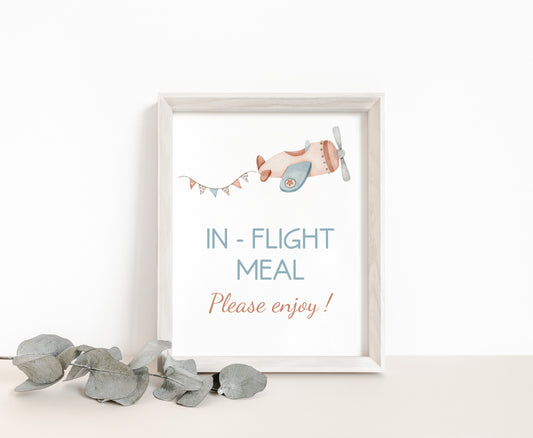 In-Flight meal Airplane Table Sign Printable | Aviator party Decoration - 76C