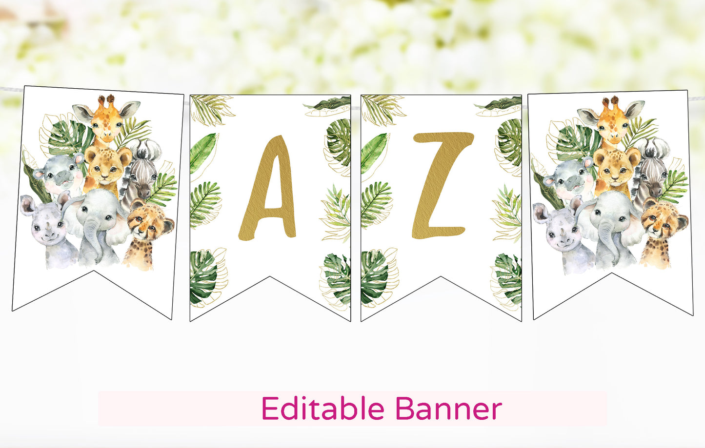 Editable Safari Banner | Jungle Party Decorations - 35A