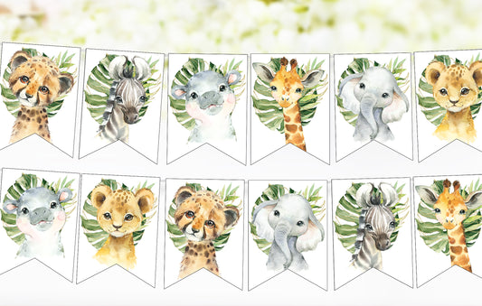 Safari Birthday Banner | Jungle Party Printable Decorations - 35A