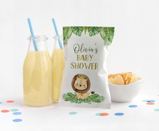 Editable Lion Chip Bag Wrapper | Safari Baby shower Decorations - 35E