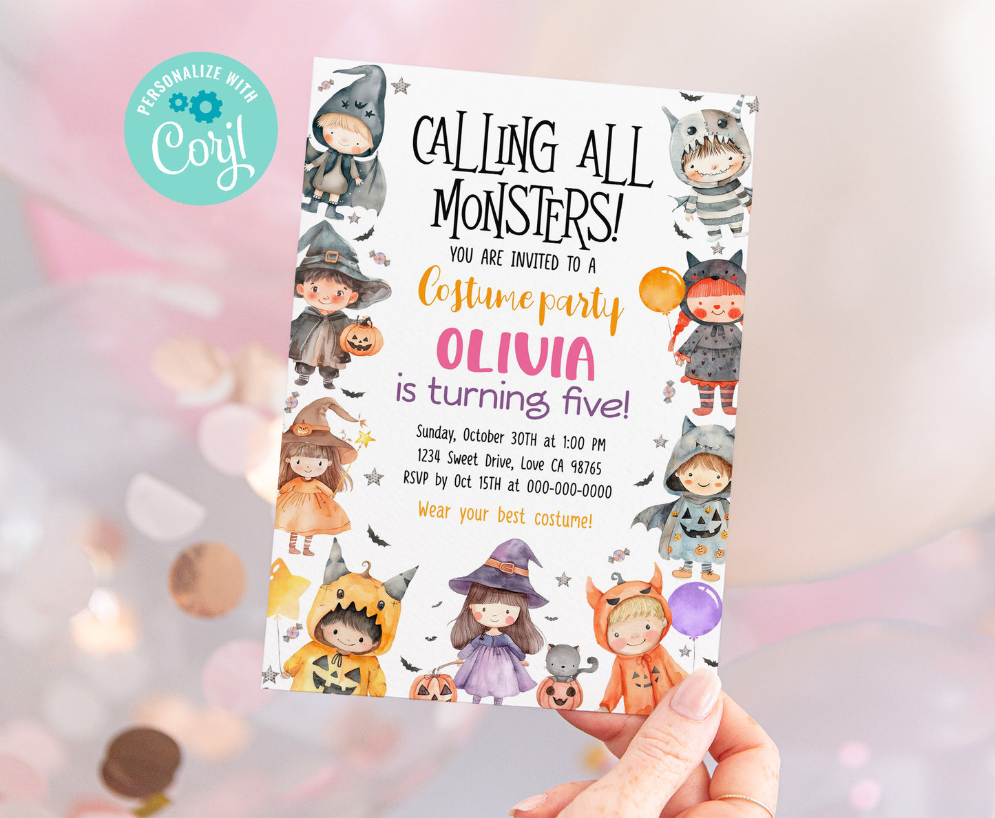 Editable calling all monster Halloween Birthday Invitation | Halloween Party Invite - 115Q