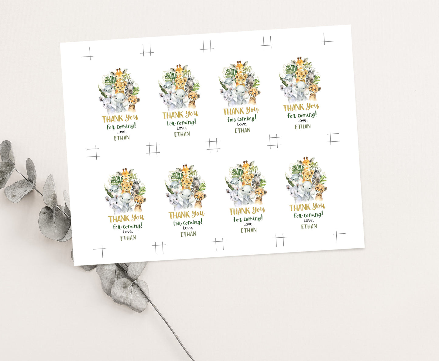 Safari Thank you Tags | Jungle Birthday Party Printable - 35A