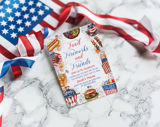 4th of July Party Invitation | Editable Patriotic Party Invite - 111C