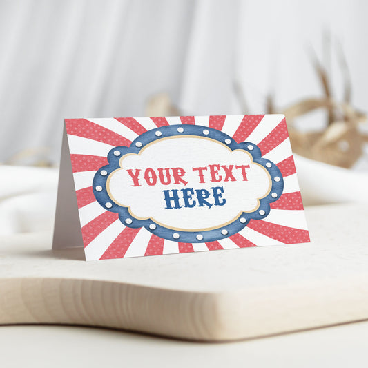 EDITABLE Circus Place Cards | Carnival Party Food Labels -06A