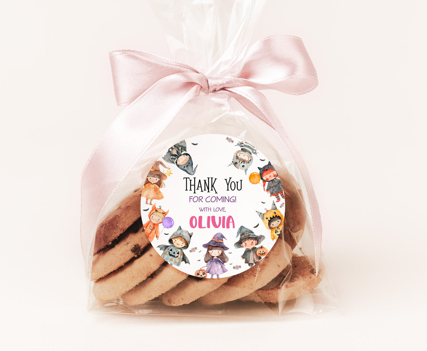 Editable Halloween Thank you 2"x2" round Tag | Halloween Gift Tag - 115Q