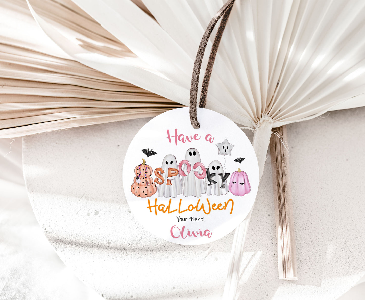 Editable Ghosts Round Tag | Spooky Halloween Gift Tag - 115
