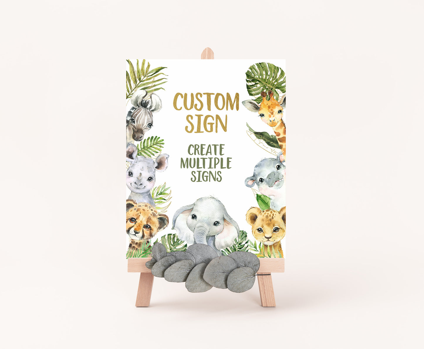 Custom Safari Table Sign | Jungle Theme Party Decorations - 35A