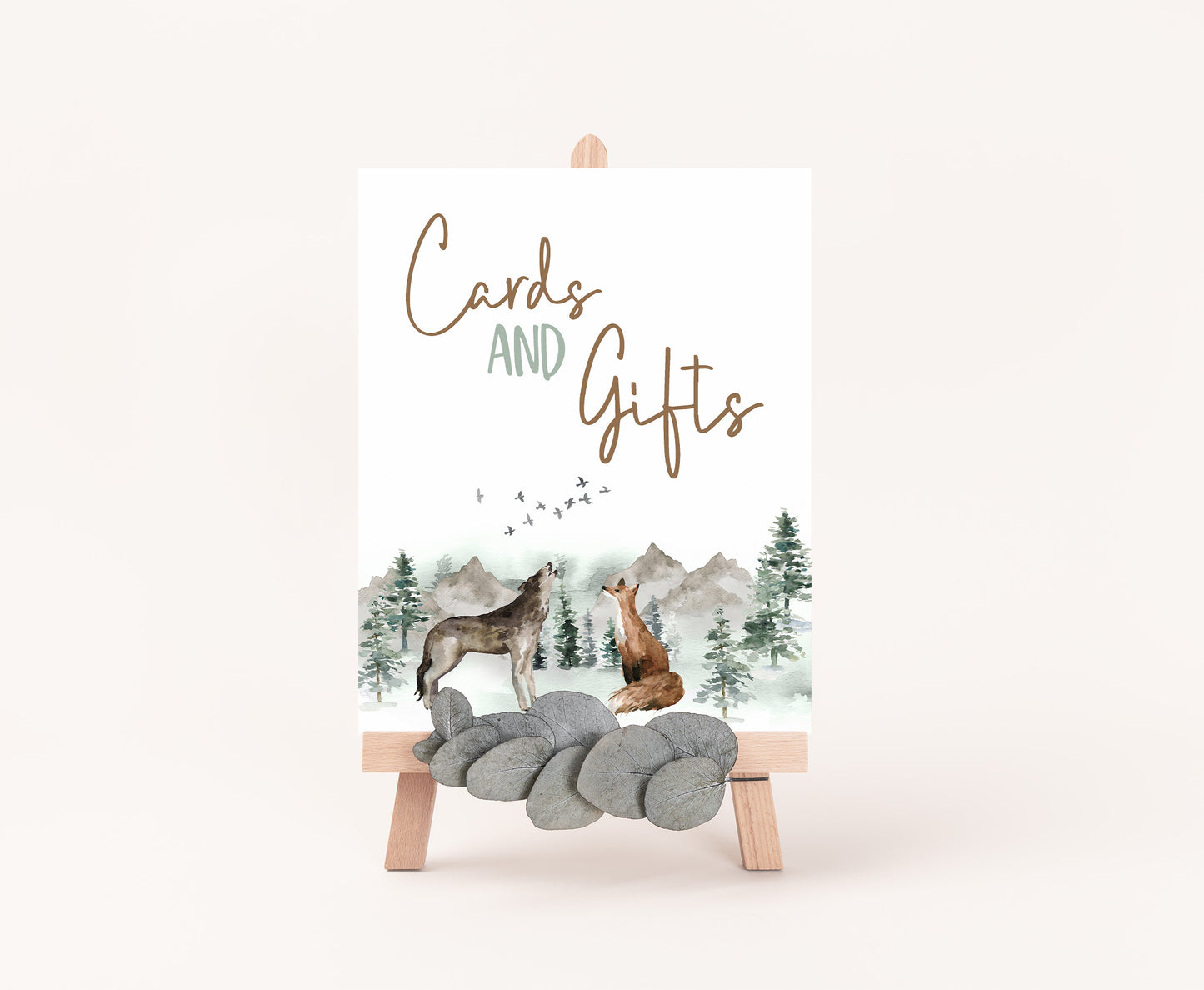 Woodland Cards and Gifts table Sign | Forest Animals Party Decorations - 47H