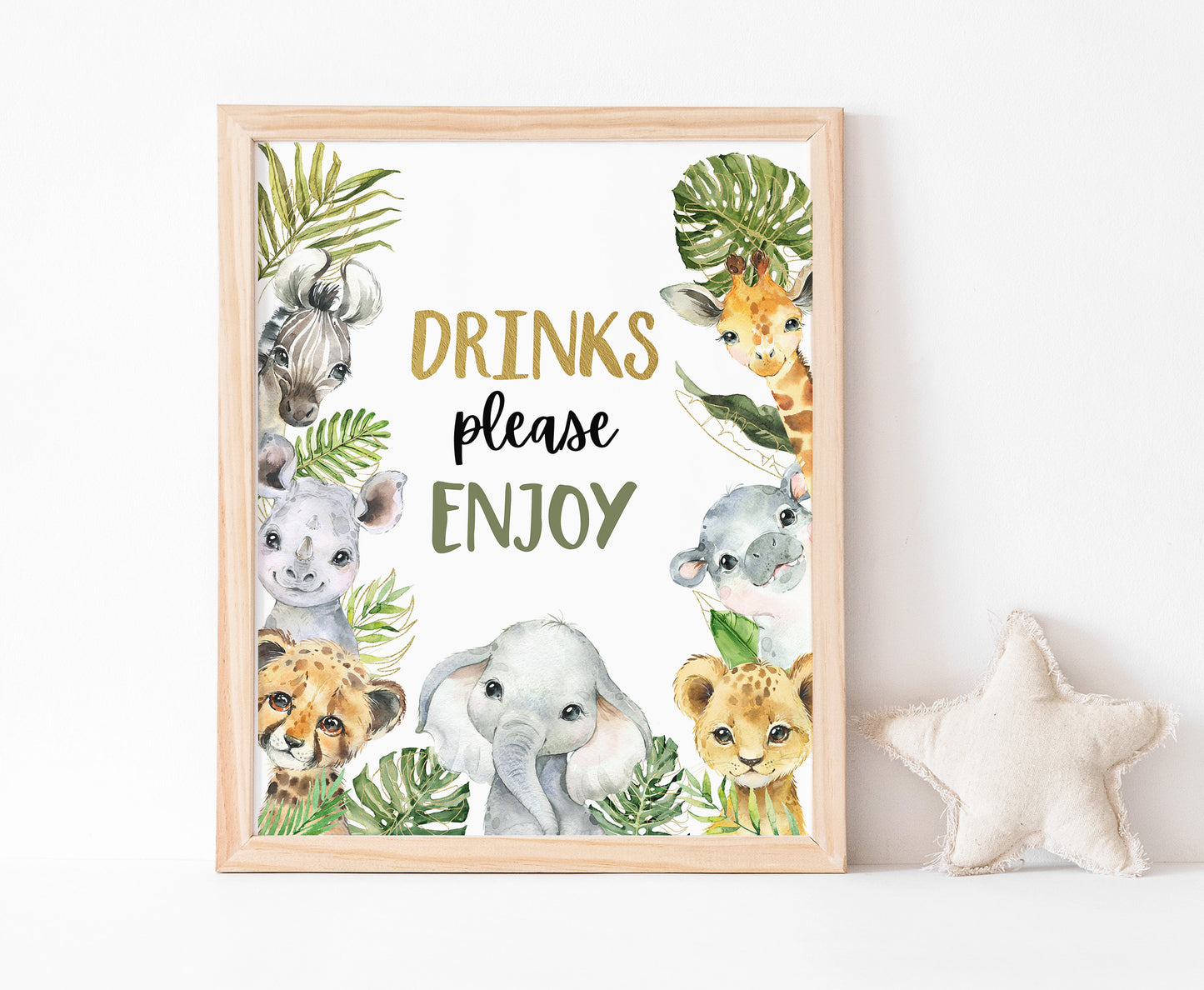 Drinks table Sign | Safari Animals Party Table Decorations - 35A