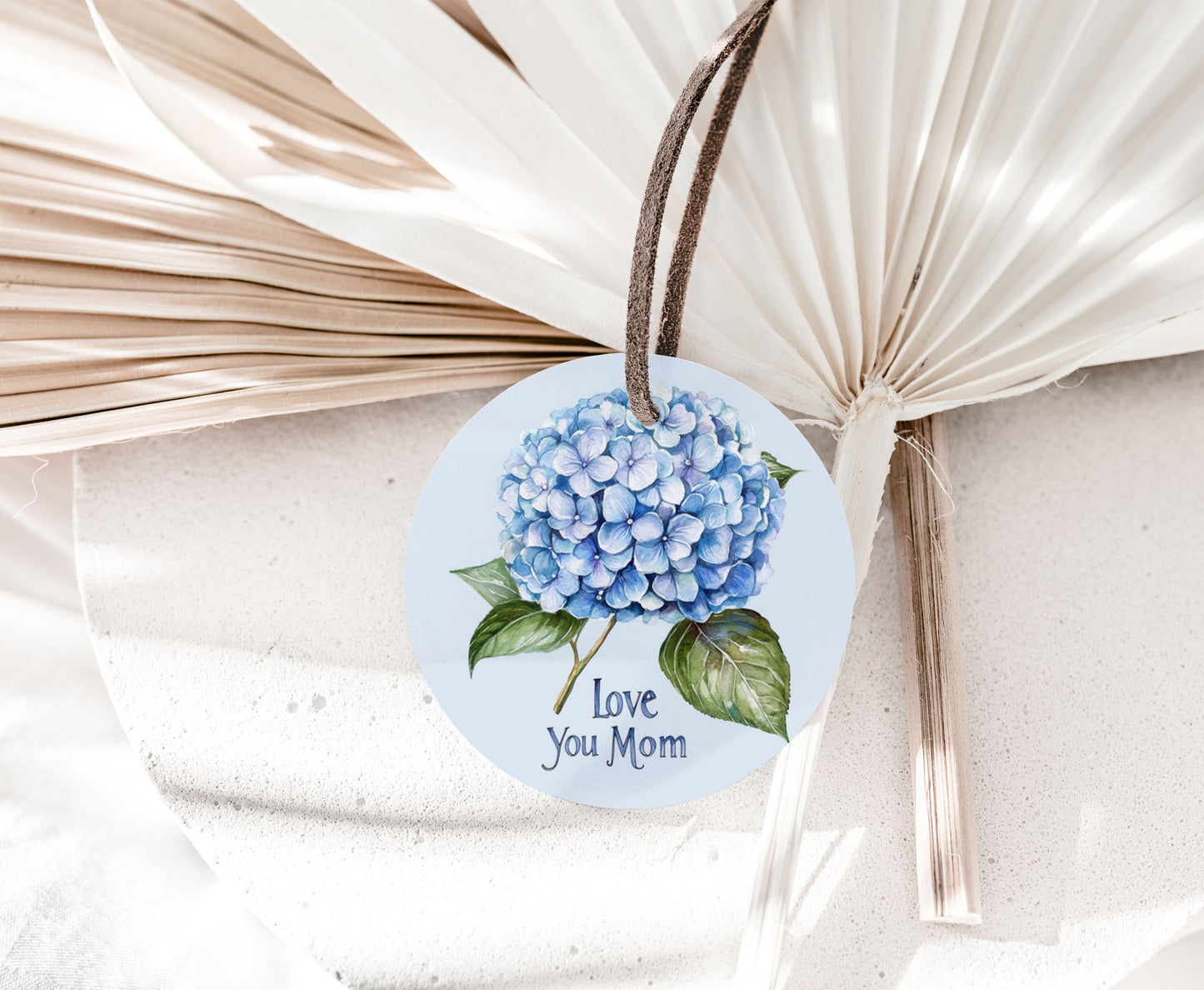 Blue Hydrangea Love you Mom Square and Round Tags |  Happy Mother's Day Gift Tag - 116)