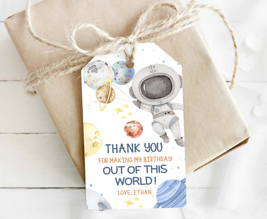 Editable Space Thank You Tags | Astronaut Birthday Party Printable - 39F