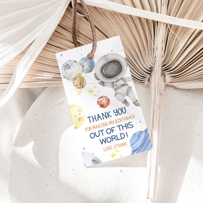 Editable Space Thank You Tags | Astronaut Birthday Party Printable - 39F