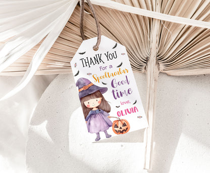 Pink witch favorTags | Halloween Thank you Tags - 115Q