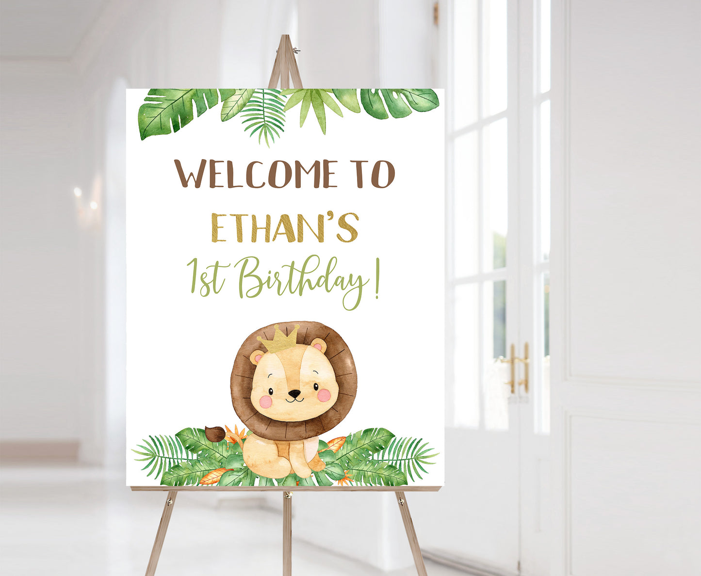 Lion Welcome Sign Birthday | Safari Theme Party Decorations - 35E