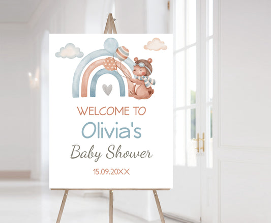 Editable Rainbow Welcome Sign | It's a boy Baby shower decorations - 76C