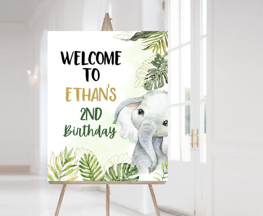 Elephant Welcome Sign Birthday | Safari Theme Party Decorations - 35A