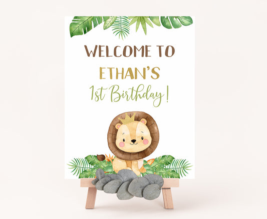 Lion Welcome Sign Birthday | Safari Theme Party Decorations - 35E