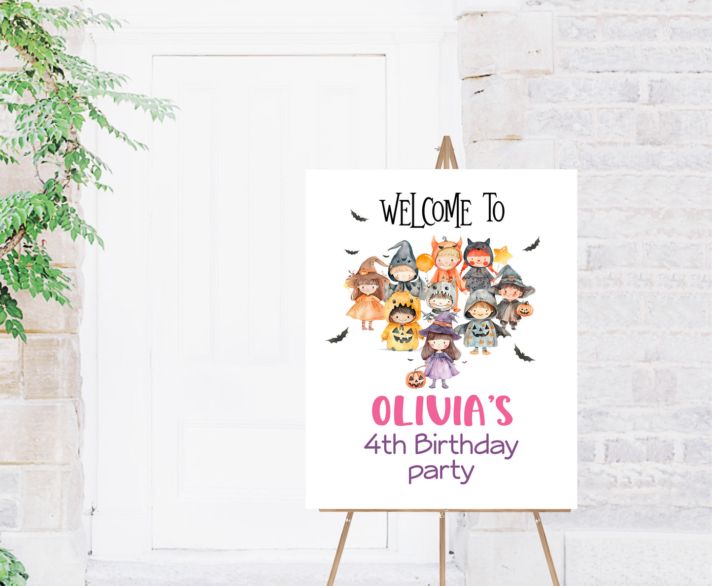 Editable Halloween Birthday Welcome Sign, Halloween birthday party decor - 115Q