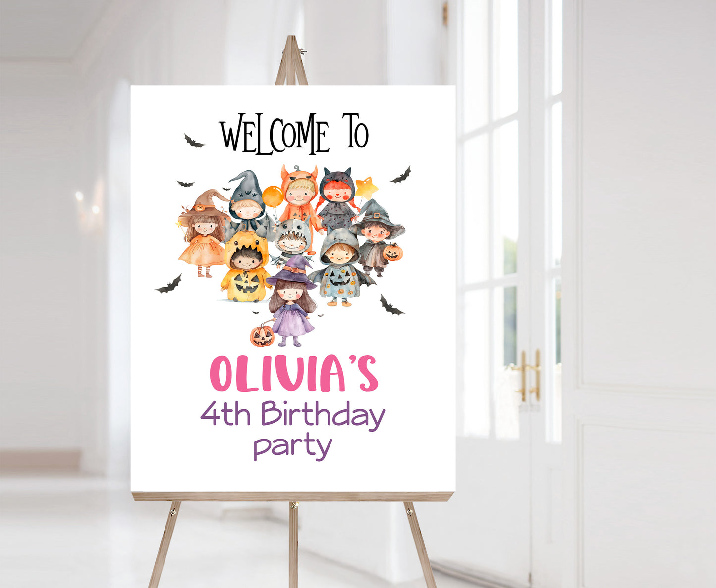 Editable Halloween Birthday Welcome Sign, Halloween birthday party decor - 115Q