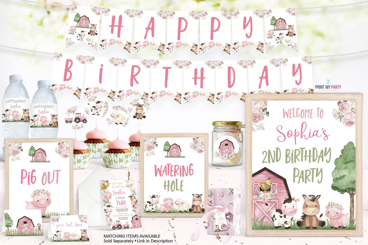 Farm Birthday Invitation Girl | Editable Barnyard Girl Party Invite - 11A