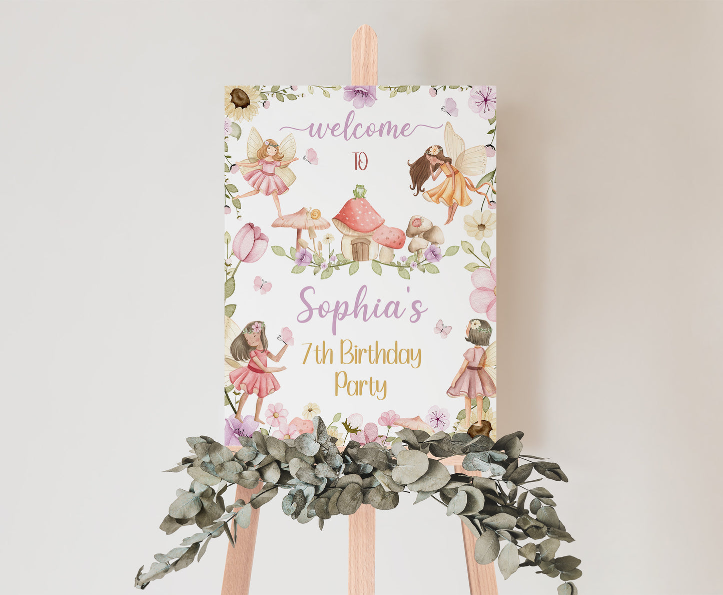 Editable Floral Fairy Welcome Sign | Fairy birthday  party decorations - 10A