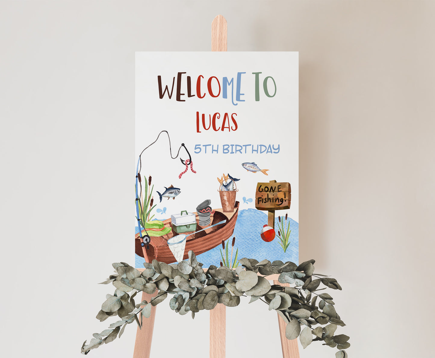 Editable Fishing Welcome Sign | Fishing birthday  party decorations - 97A