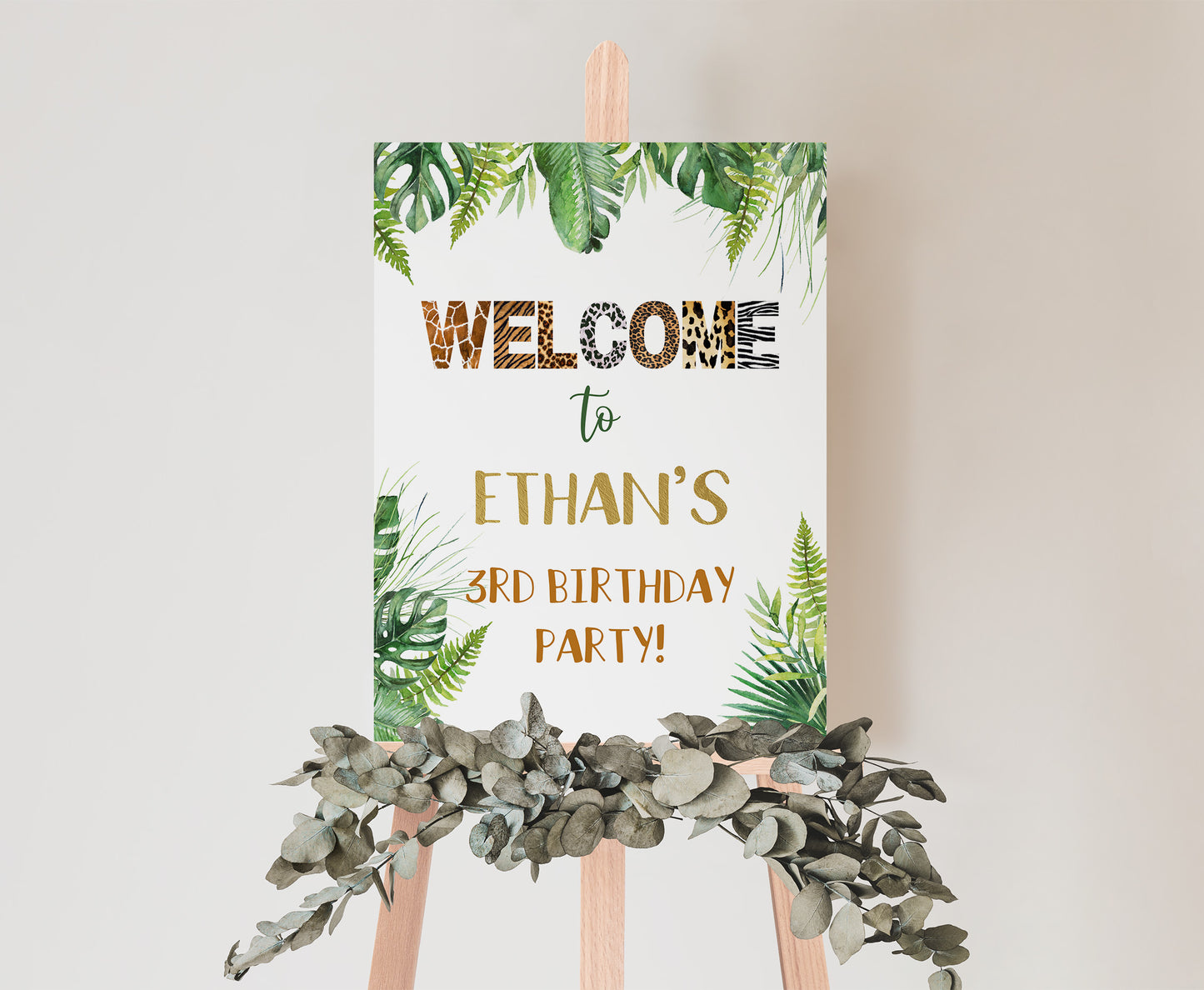 Safari Welcome Sign | Jungle birthday  party decorations - 35H