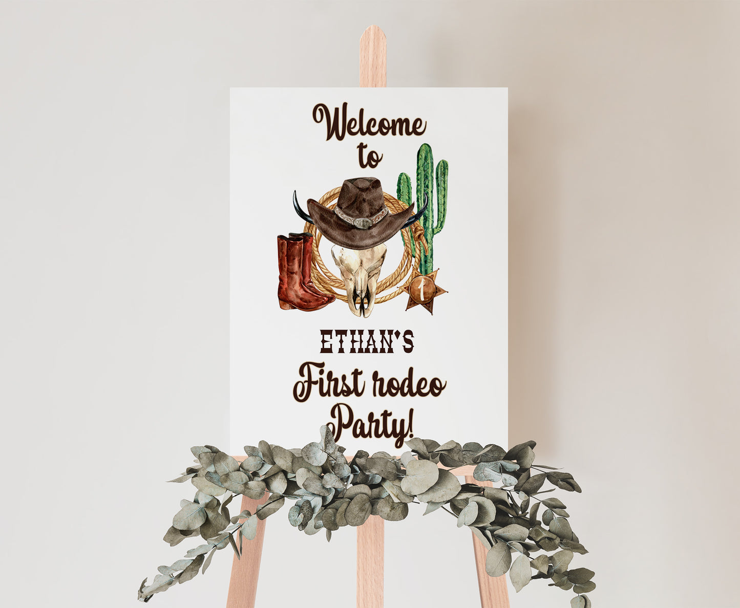 Editable Cow boy Welcome Sign | Rodeo birthday  party decorations - 34A