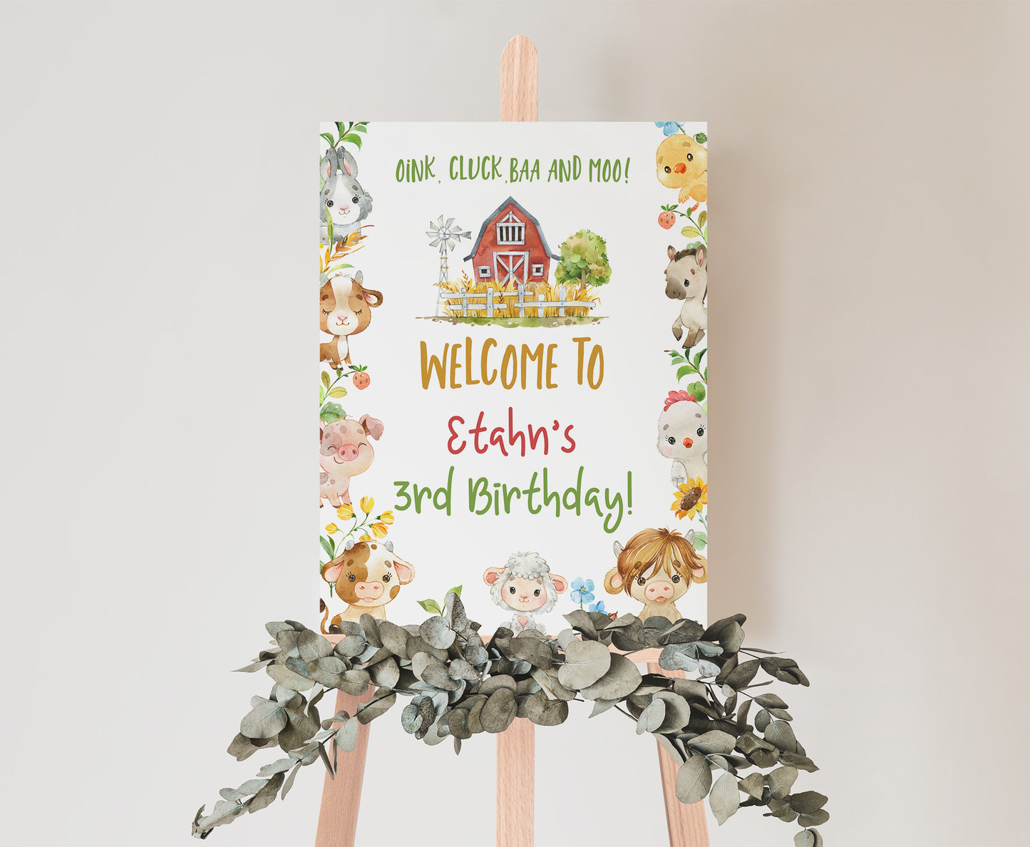 Farm Birthday Welcome Sign | Editable Barnyard Party Printable - 11D