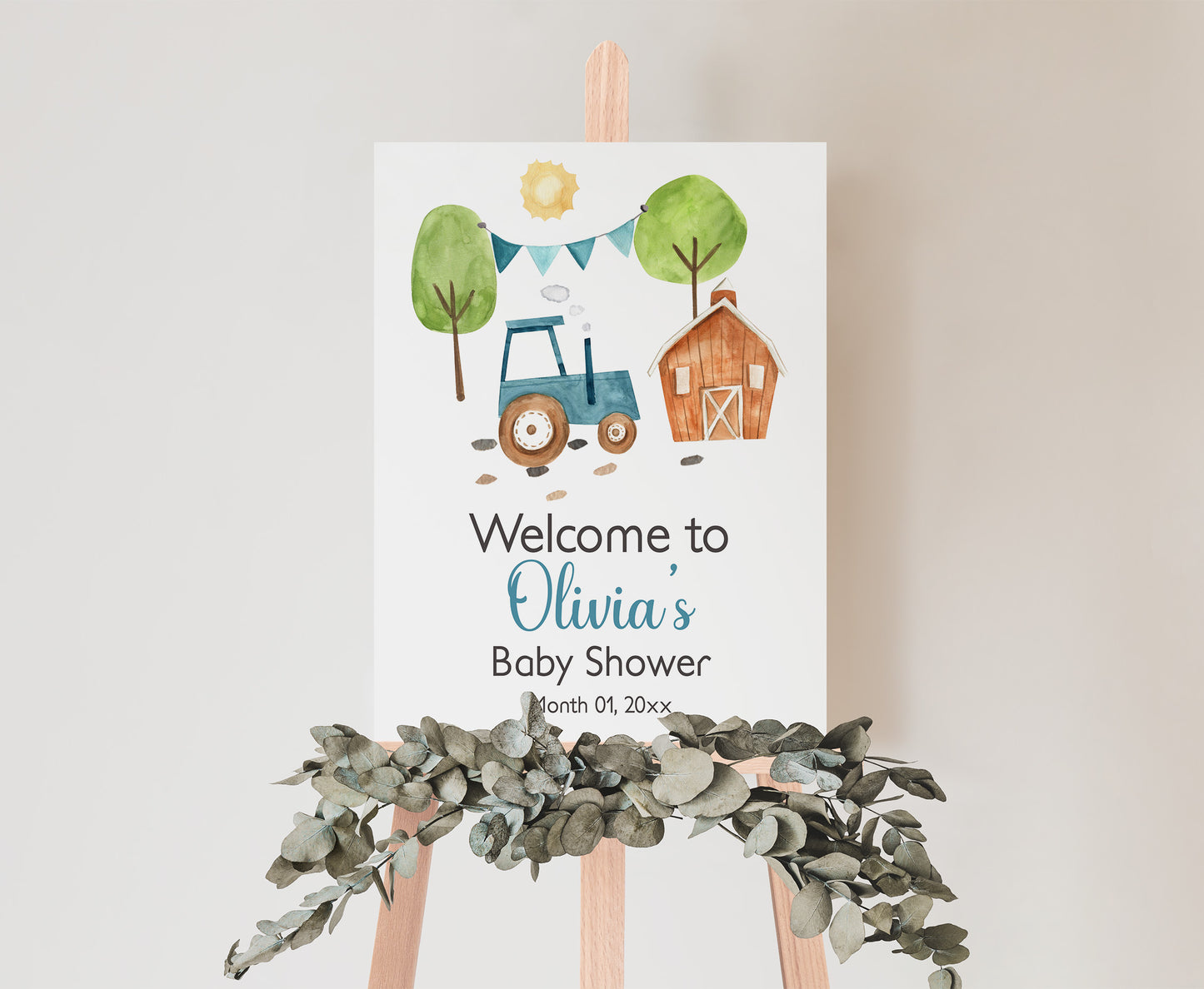 Editable Tractor Welcome Sign | Farm Baby shower decorations - 11F