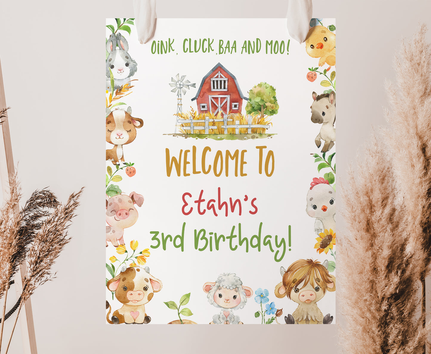 Farm Birthday Welcome Sign | Editable Barnyard Party Printable - 11D