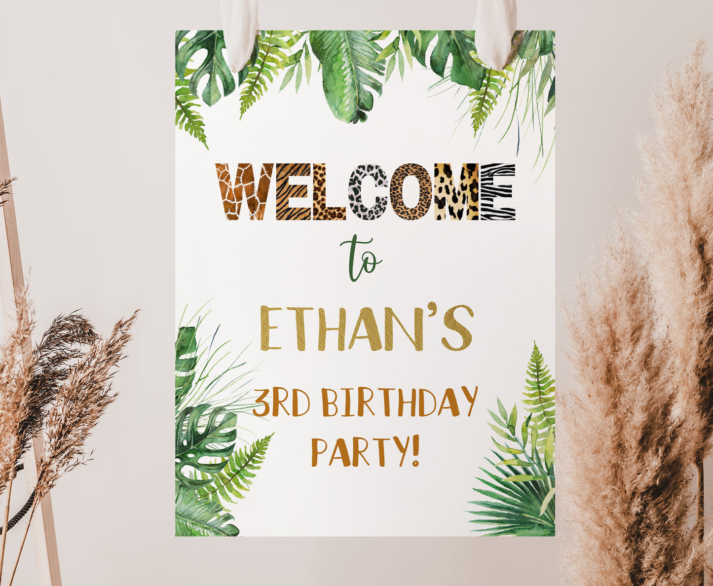 Safari Welcome Sign | Jungle birthday  party decorations - 35H