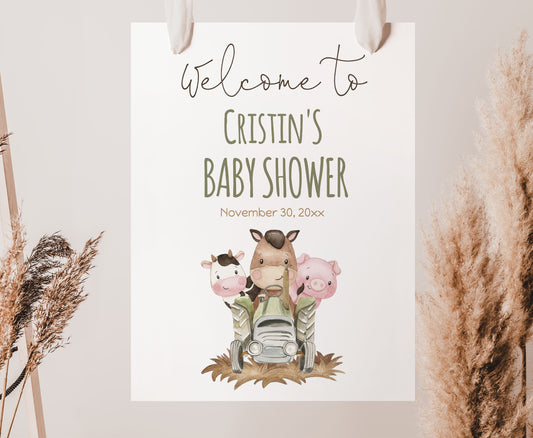 Editable Farm Welcome Sign | Farm Baby shower decorations - 11E