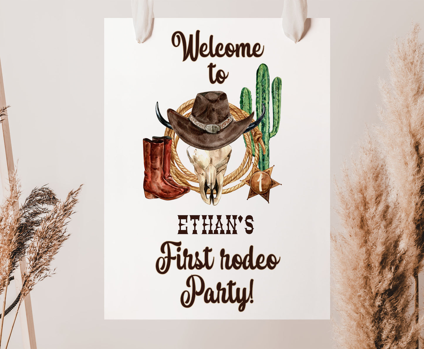 Editable Cow boy Welcome Sign | Rodeo birthday  party decorations - 34A