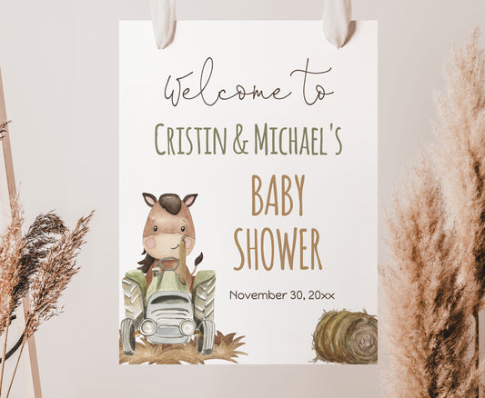 Horse Welcome Sign | Farm Baby shower decorations - 11E