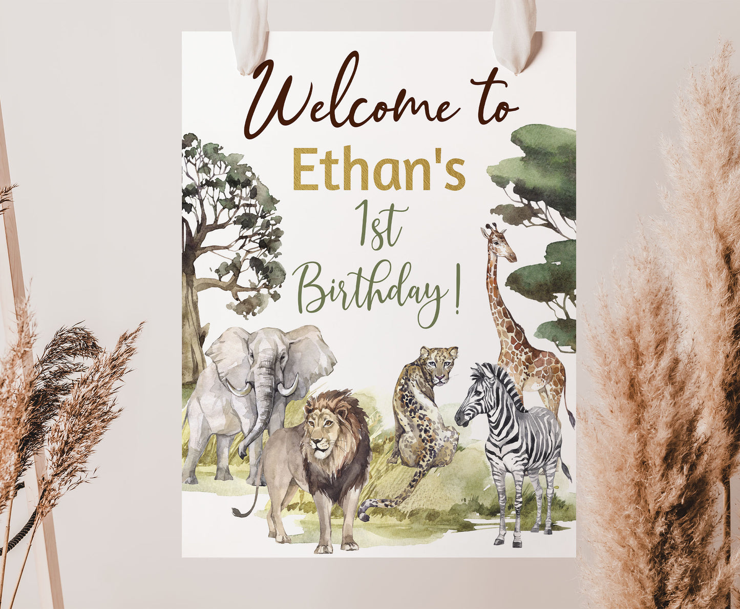 Editable Safari Welcome Sign | Jungle birthday  party decorations - 35I