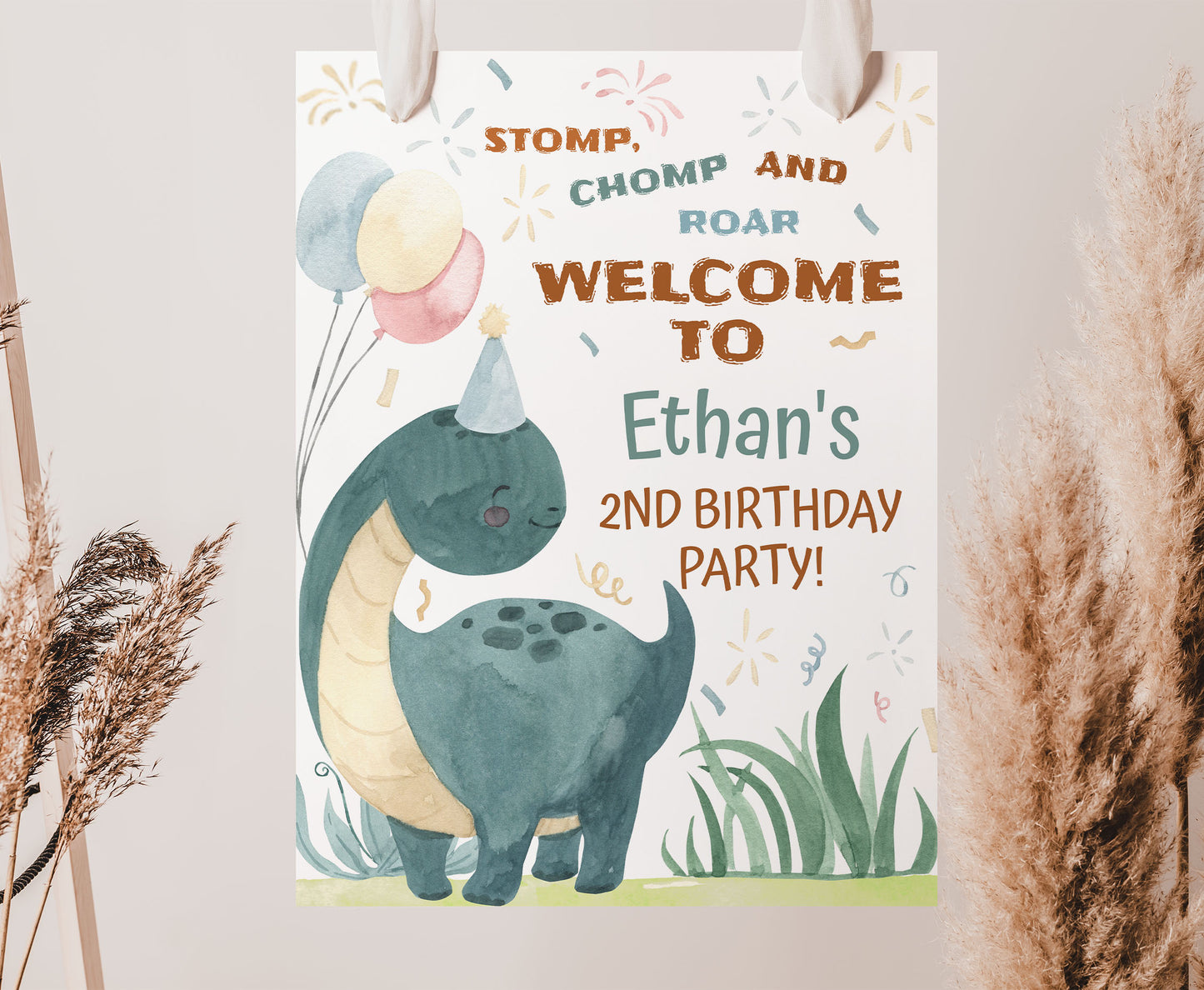 Editable Dinosaur Welcome Sign | Dino Birthday Party Decorations - 08B