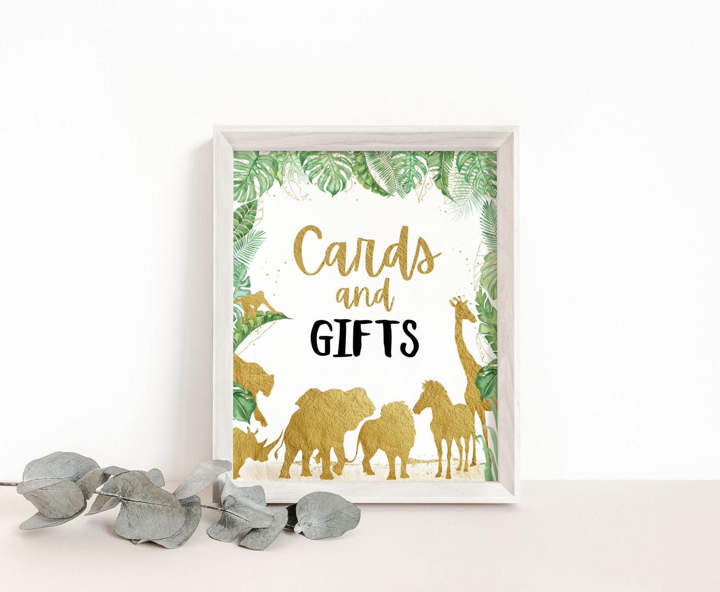 Safari Cards and Gifts Sign | Jungle Themed Party Table Decorations - 35K