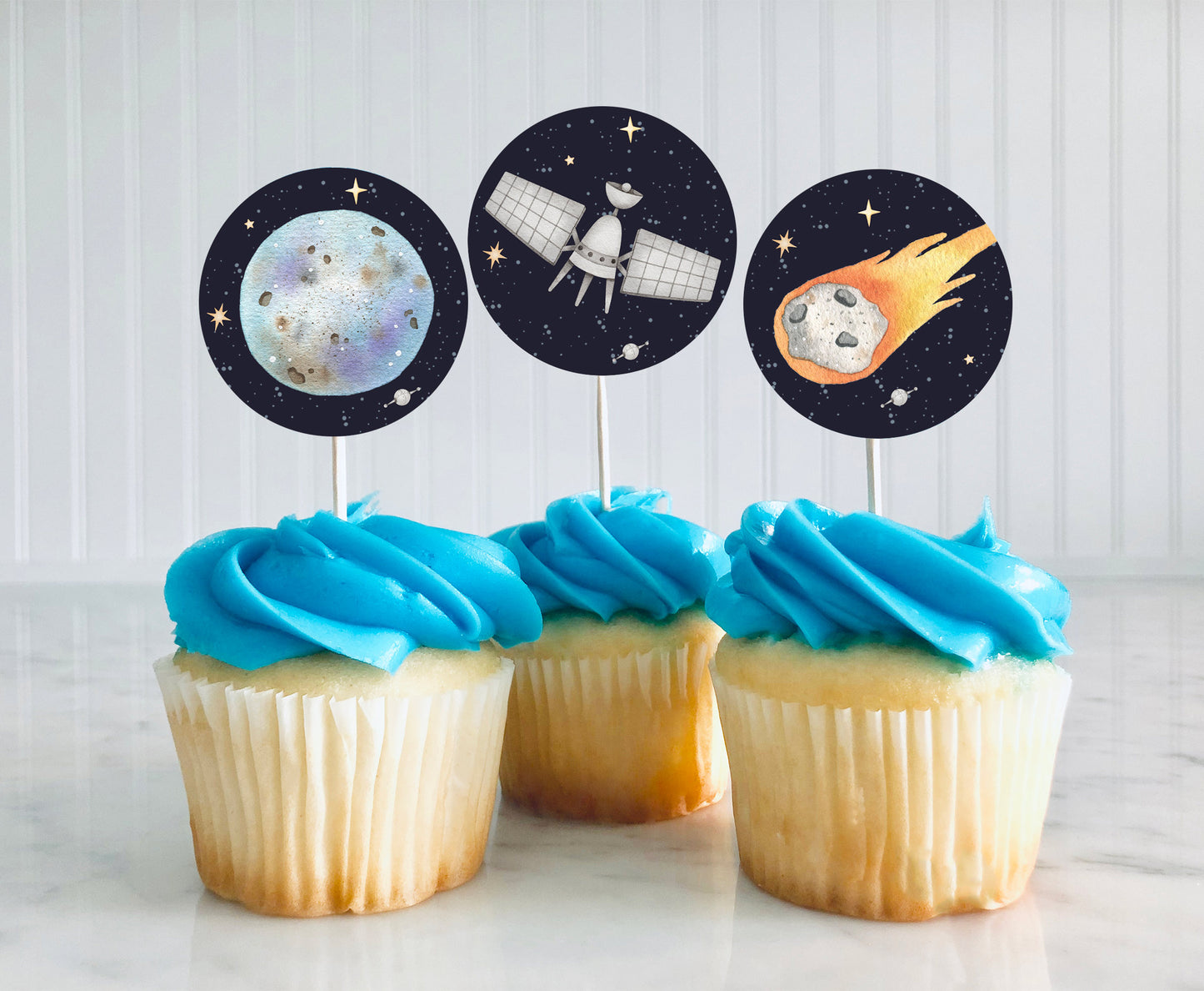 Space Cupcake Toppers | Astronaut Themed Birthday Cupcake Picks - 39C