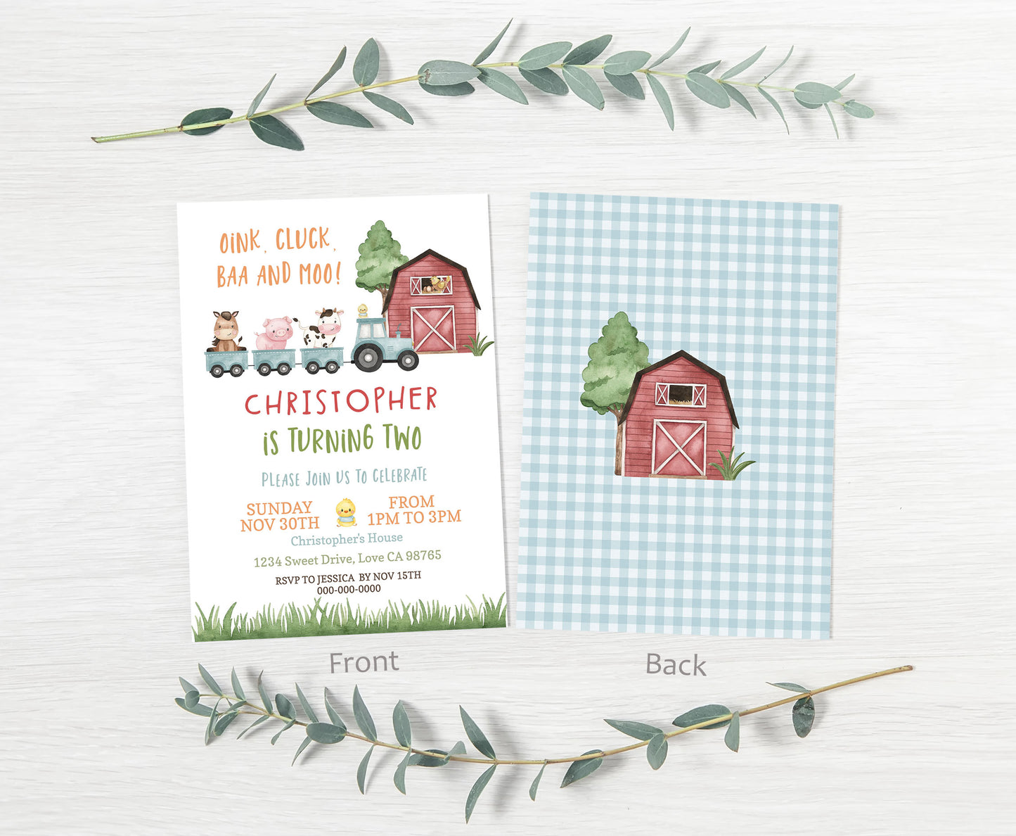 Train boy Birthday Invitation | Editable Farm Party Invite - 11A