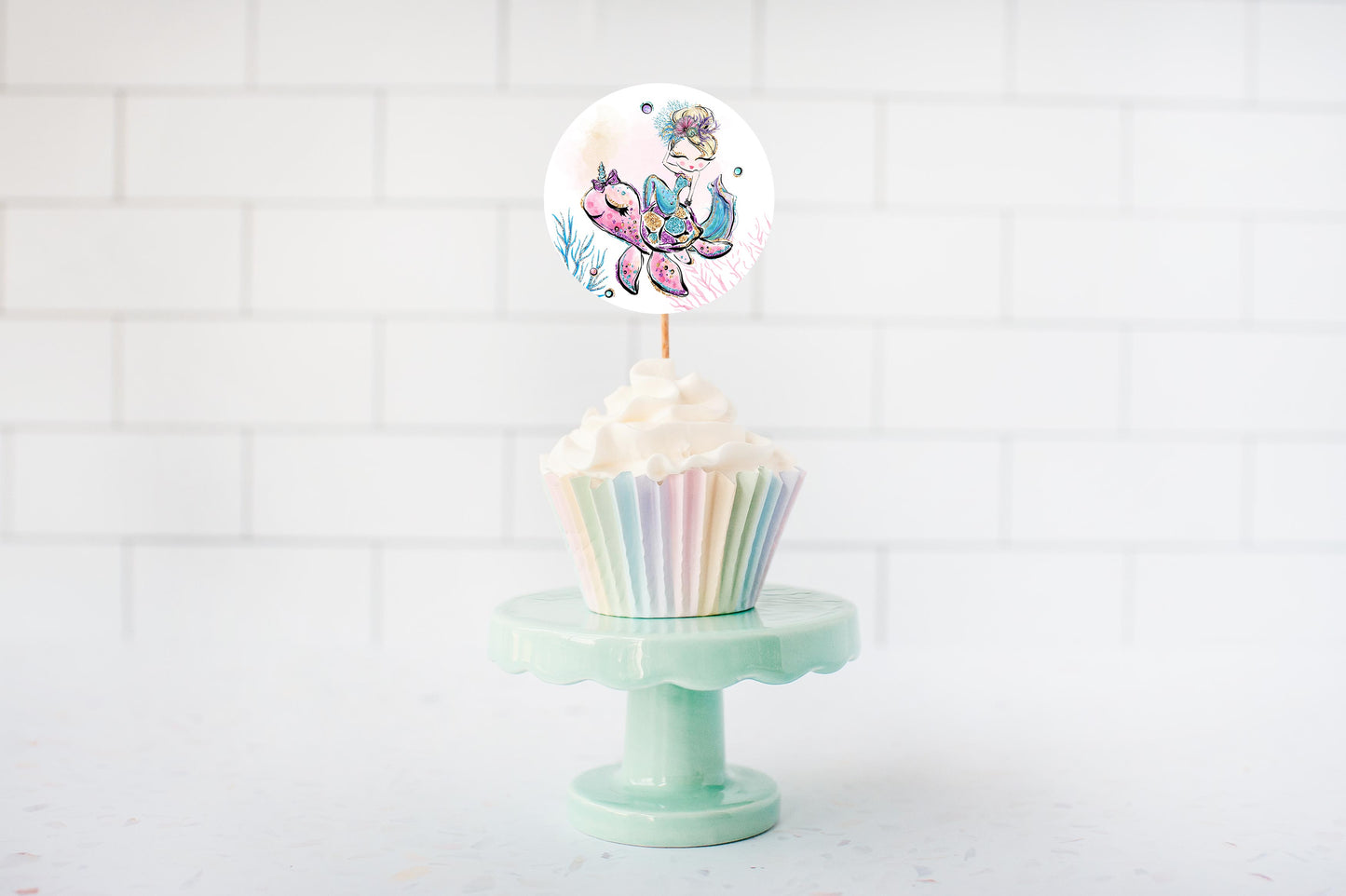 Mermaid Cupcake Toppers 2" | Mermaid Themed Party Decorations - 20B