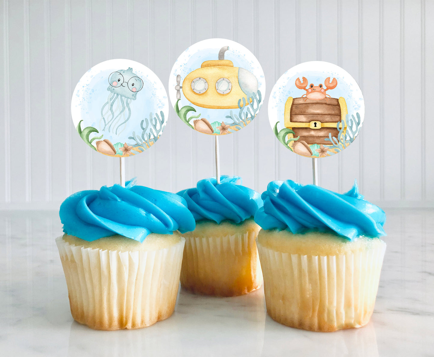 Under the Sea Cupcake Toppers | Ocean Themed Party Decorations - 44A