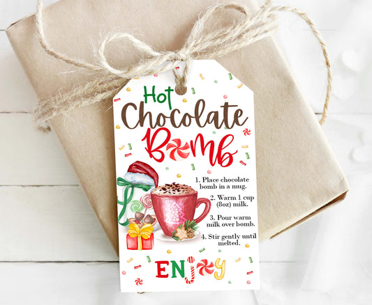 Hot cocoa Bomb Tags | Christmas Hot Chocolate Bomb Instructions Favor Tags - 112