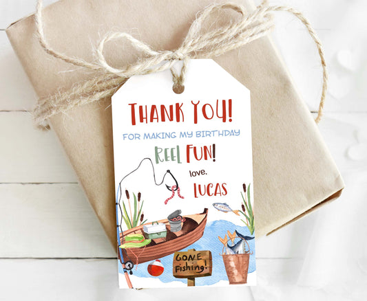 Editable Fishing Thank You Tags | Fishing Birthday Party Favor Tags - 97A