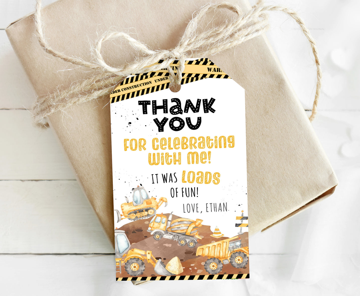 Construction Thank You Tags | Construction Birthday Party Printable - 07A
